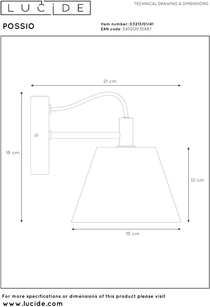 Lucide Possio Wandlamp E14 - Grijs