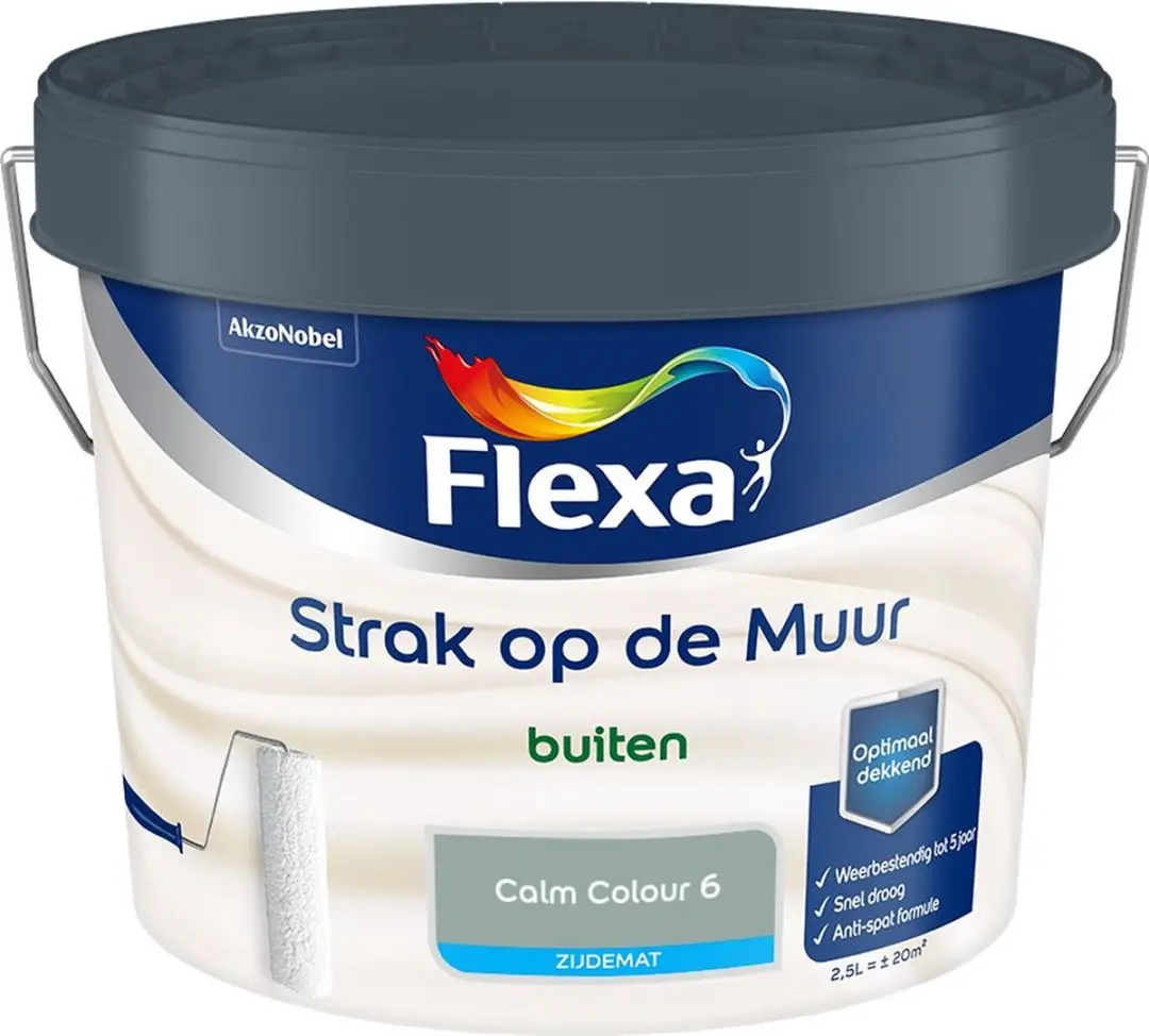 Flexa Strak Op De Muur Buiten Zijdemat Calm Colour 6 Mengverf 2,5L