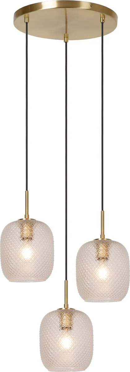 Lucide Alicent Hanglamp Ø35cm - 3xE27 Mat Goud/Messing
