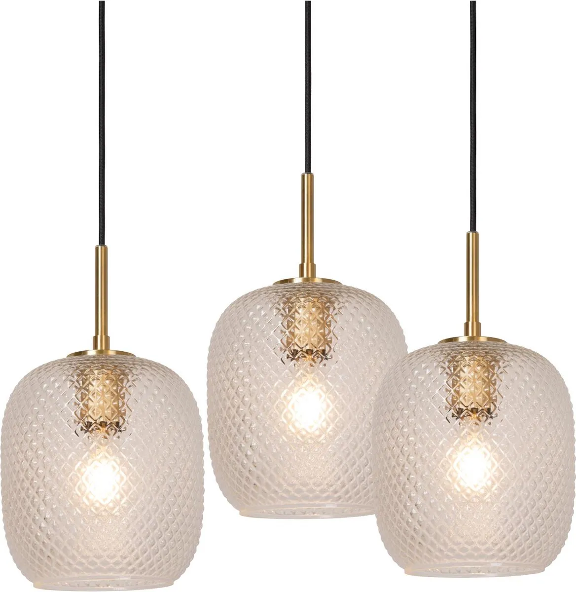 Lucide Alicent Hanglamp Ø35cm - 3xE27 Mat Goud/Messing