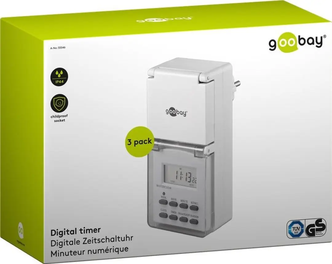 Goobay Digitaal Tijdschakelklok Set 3 Stuks - IP44 - Wit