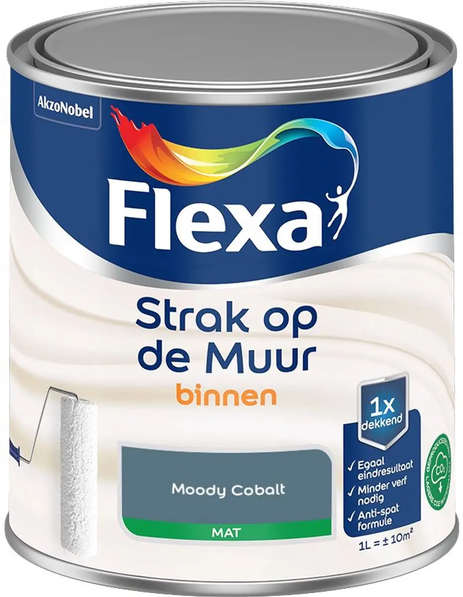 Flexa Strak Op De Muur Binnenmat Moody Cobalt Mengverf 1L