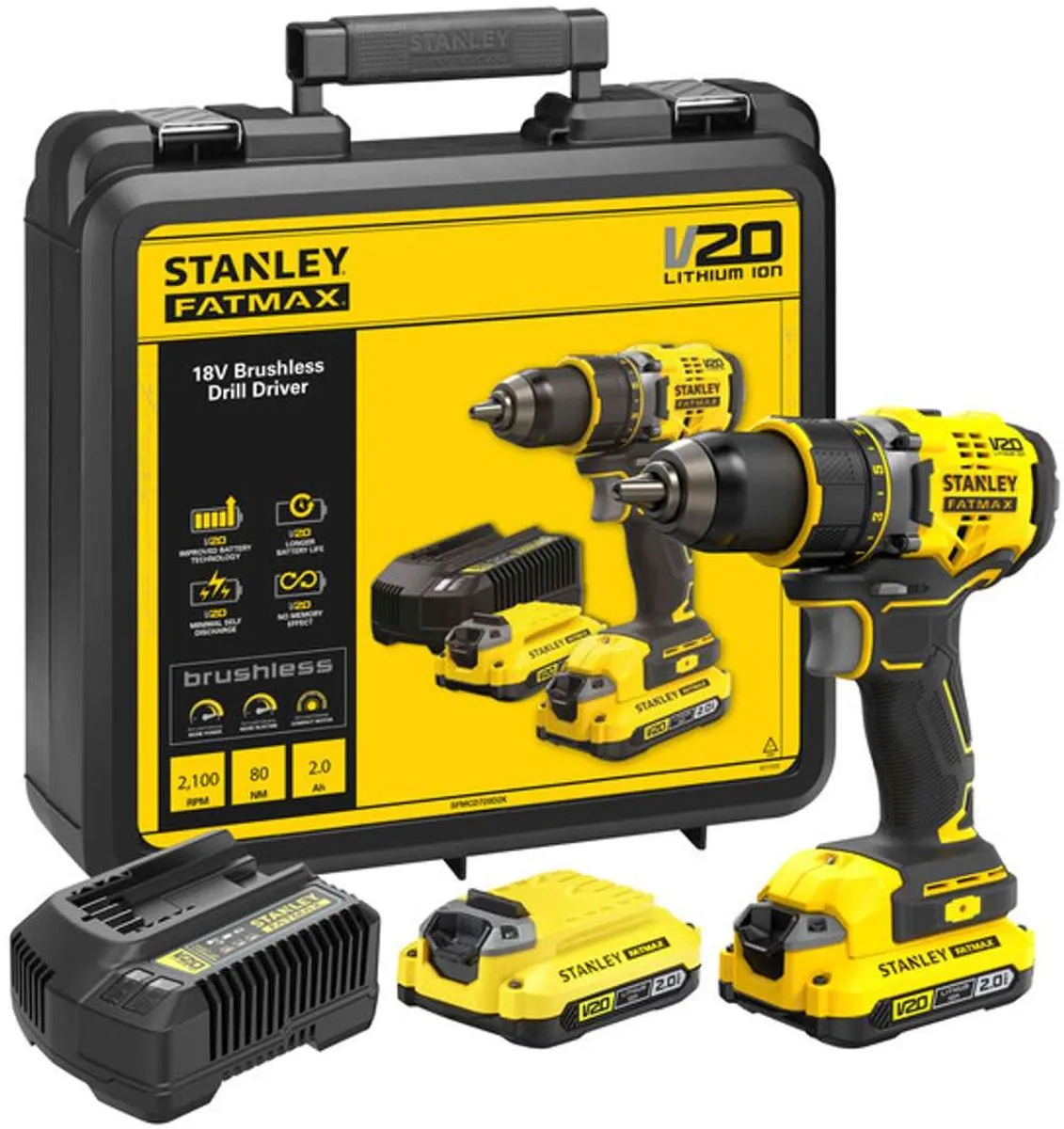 Stanley FatMax V20 SFMCD720D2K Schroefboormachine 18V - 2x 2.0Ah