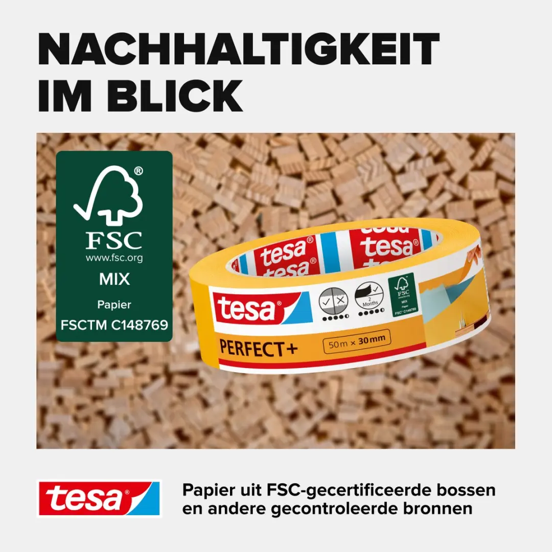 Tesa Perfect+ Afplaktape 50m x 50mm - Transparant - afbeelding 6 van 6