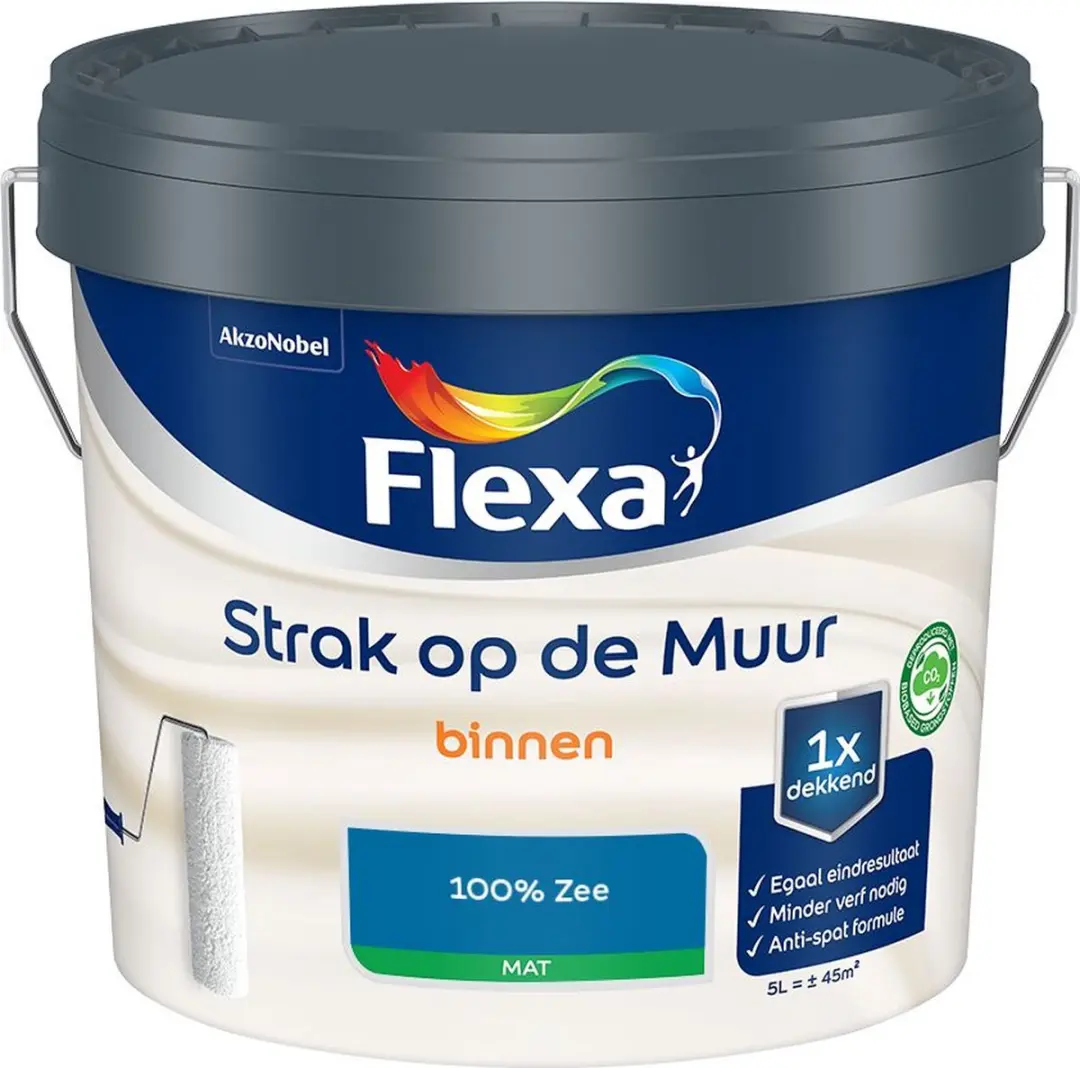 Flexa Strak Op De Muur Binnen Mat Mengverf 100% Zee 5L