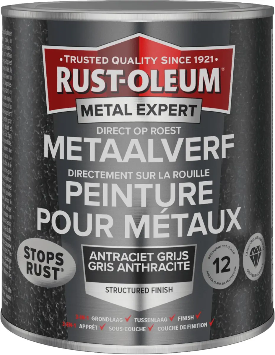 Rust-Oleum Metal Expert Direct Structuurverf Antraciet 750ml