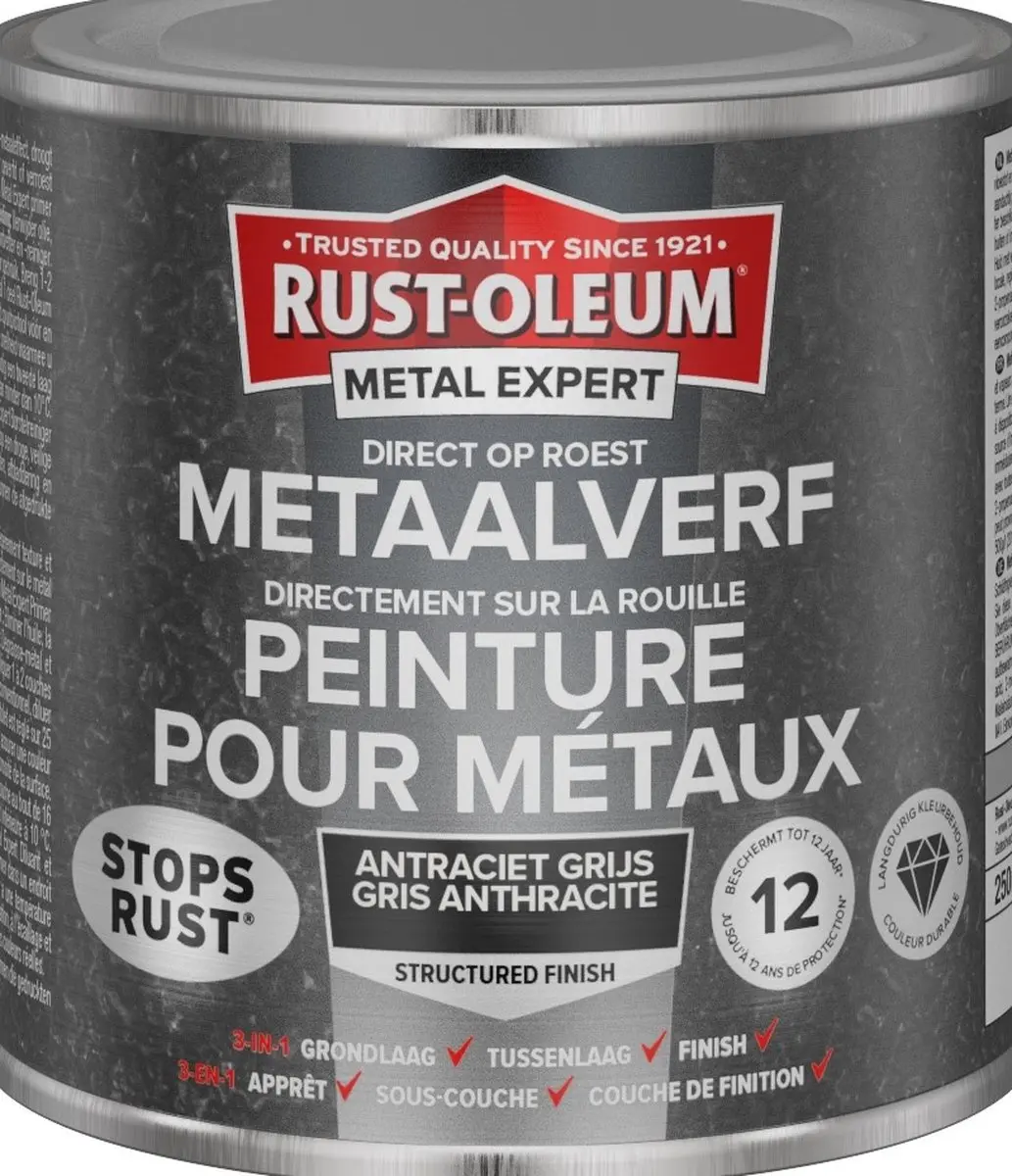 Rust-Oleum Metal Expert Direct Structuurverf Antraciet 750ml