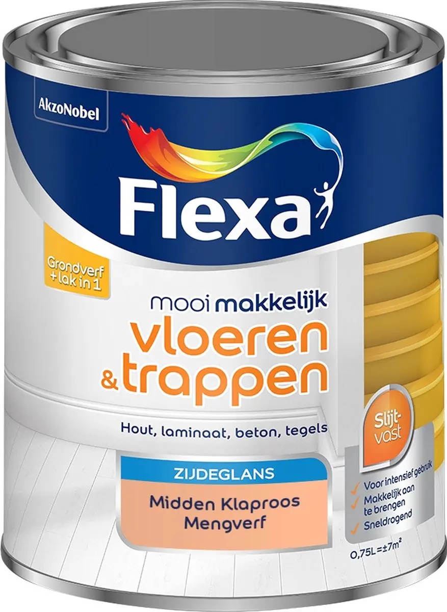 Flexa Mengverf Midden Klaproos 750ml - o.a. Hout/Steen