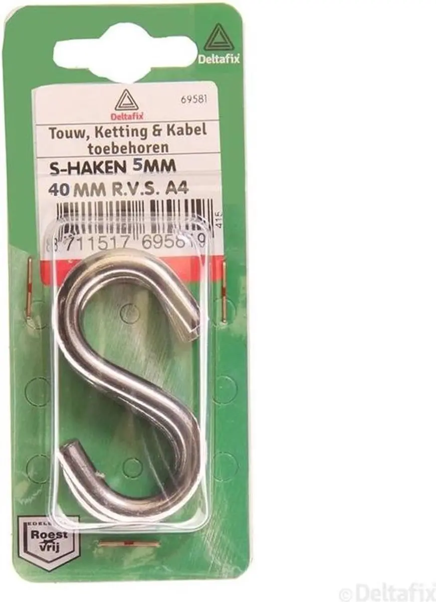 Deltafix S-haken RVS 5mm x 40mm