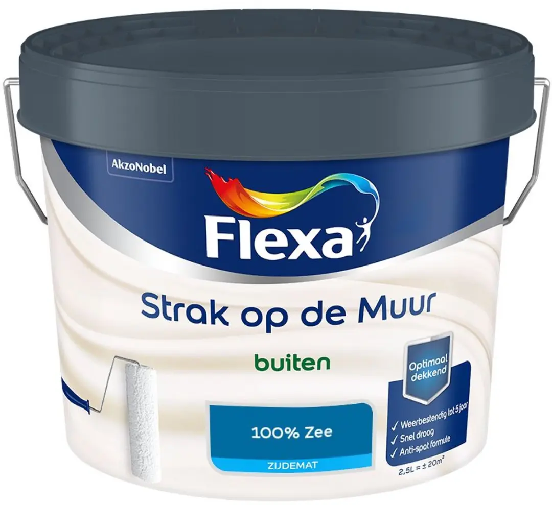 Flexa Strak Op De Muur Buiten Zijdemat 100% Zee Mengverf 2,5L