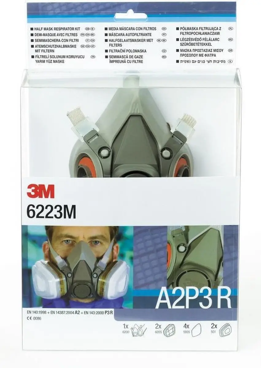 3M 6223 M De272917373 Halfgelaatsmasker-Set A2P3 R Maat: Uni