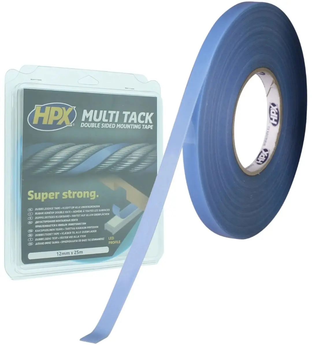 HPX Dubbelzijdige Multi-Tack Tape 12mm x 25m - Blauw