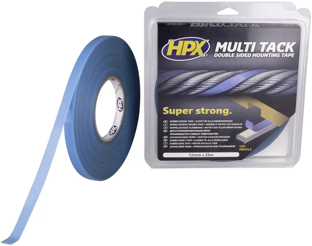 HPX Dubbelzijdige Multi-Tack Tape 12mm x 25m - Blauw