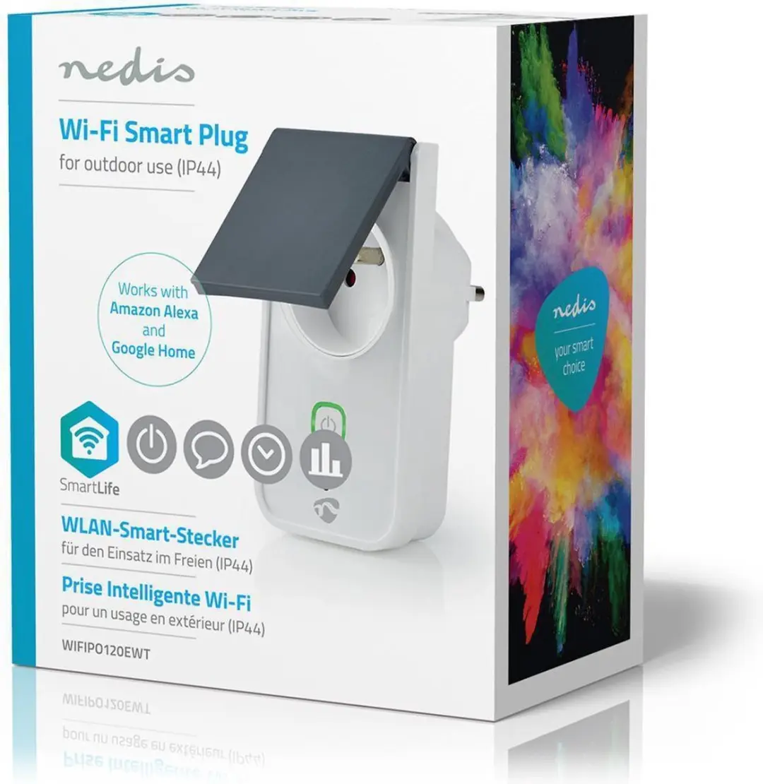 Nedis SmartLife Slimme Stekker IP44 - 3680W - Grijs/Wit