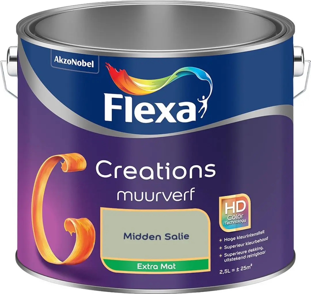 Flexa Creations Muurverf Extra Mat Midden Salie 2,5L