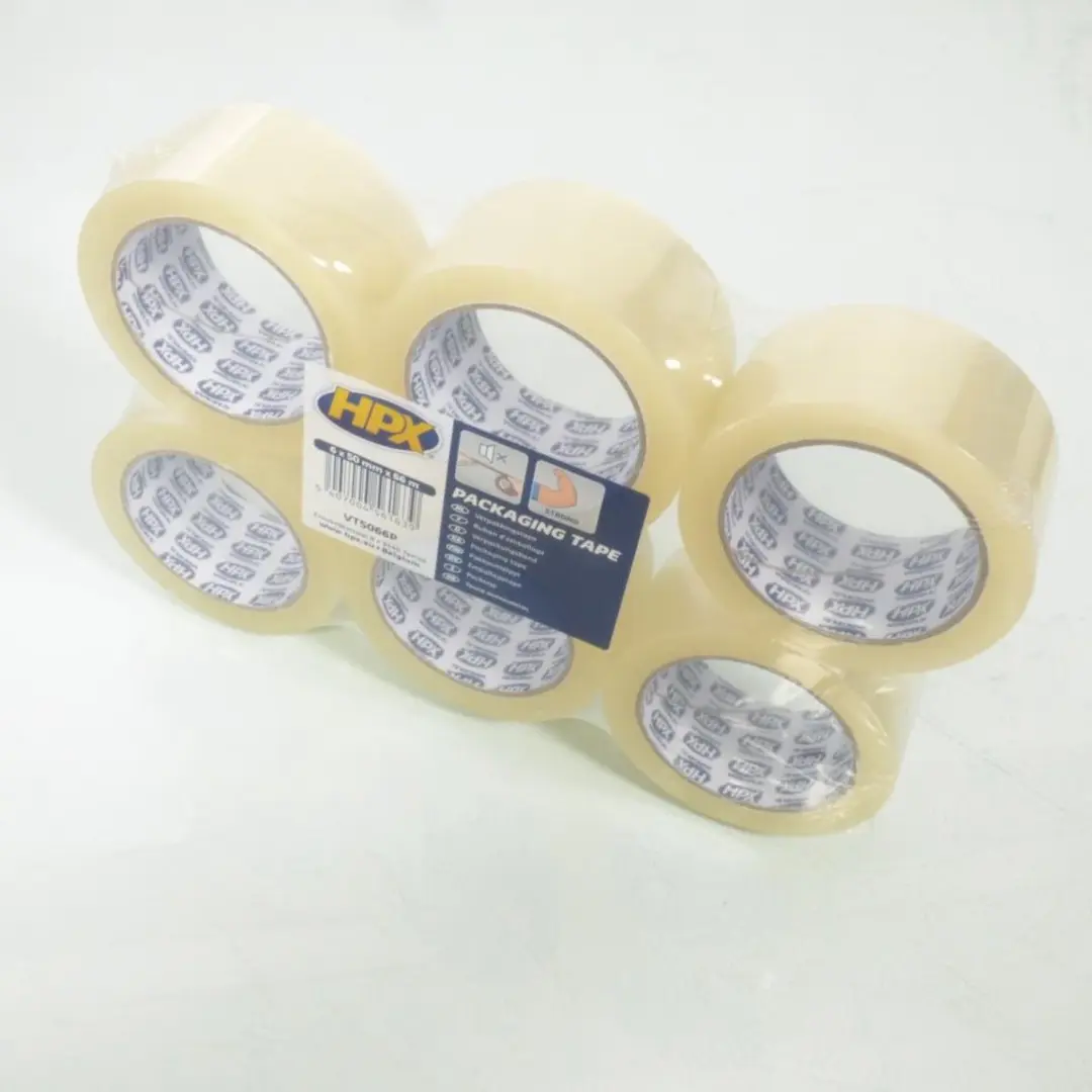 HPX Verpakkingstape 6 Rollen - 50mm x 66m - Transparant