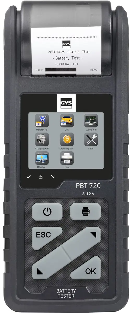 Gys PBT 720 Batterijtester met Printer - Zwart - afbeelding 6 van 6