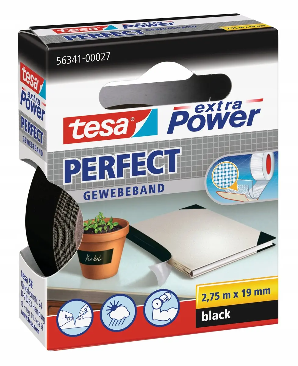 Tesa Extra Power Plakband 19mm x 2,75m - Zwart
