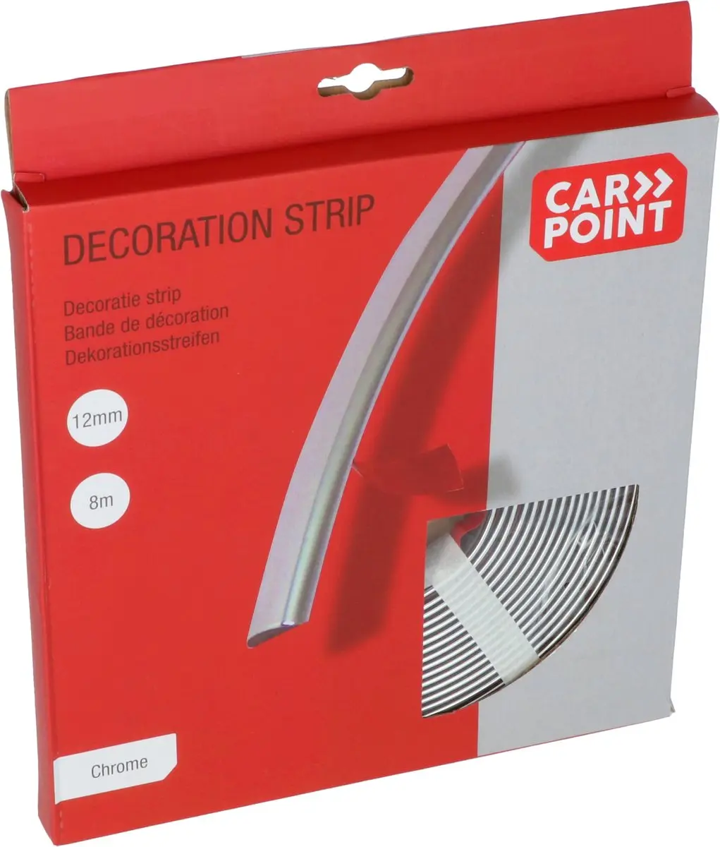 Carpoint Sierstrip Chroom 12mm - 8m - Zelfklevend