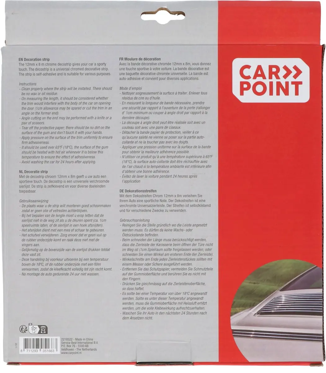 Carpoint Sierstrip Chroom 12mm - 8m - Zelfklevend - afbeelding 6 van 6
