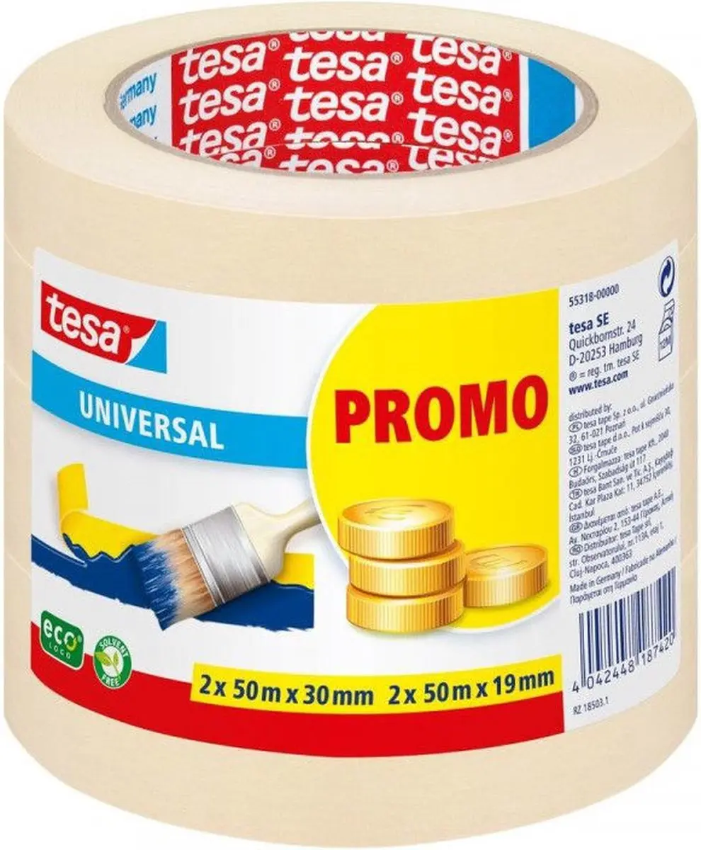 Tesa Masking Universal 2 Stuks - 100m x 19/30mm - Creme