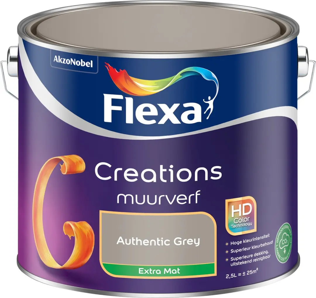 Flexa Creations Muurverf Extra Mat Authentic Grey 2,5L