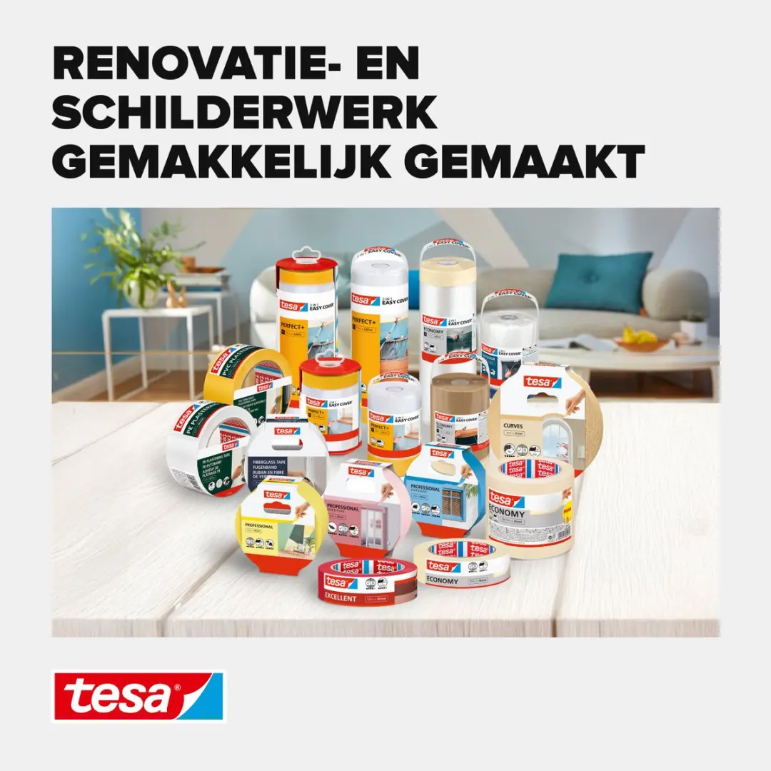 Tesa Professional Schilderstape Washi 3x25m 25mm - Geel/Transparant