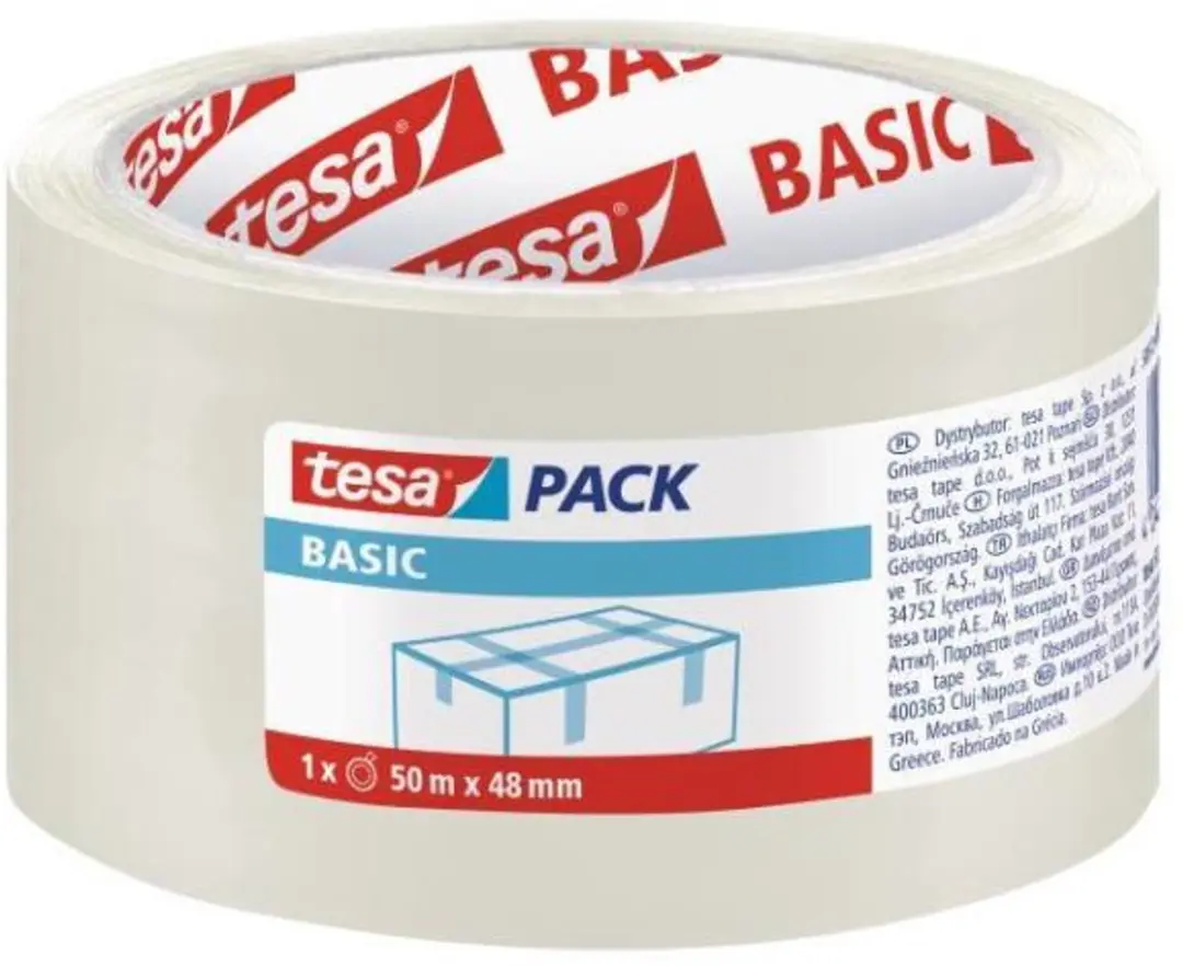 Tesa Basic Pakkingstape 48mm x 50m Transparant