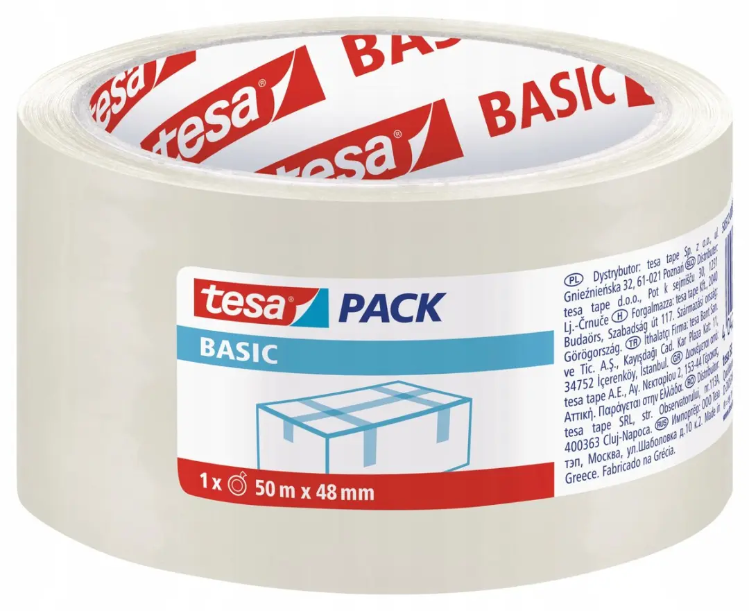 Tesa Basic Pakkingstape 48mm x 50m Transparant