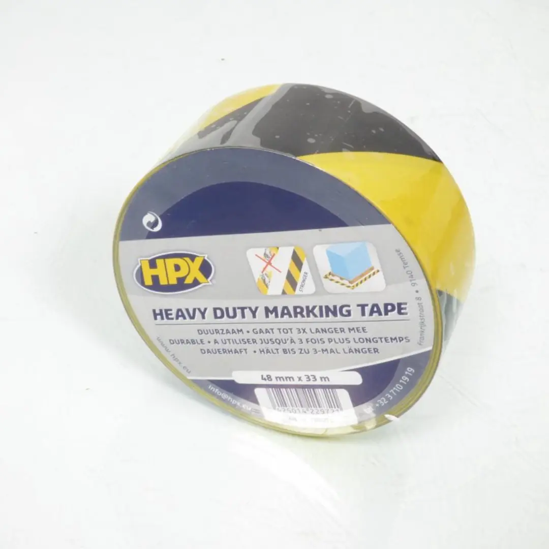 HPX Zelfklevende Markeringstape Geel/Zwart 48mm x 33m