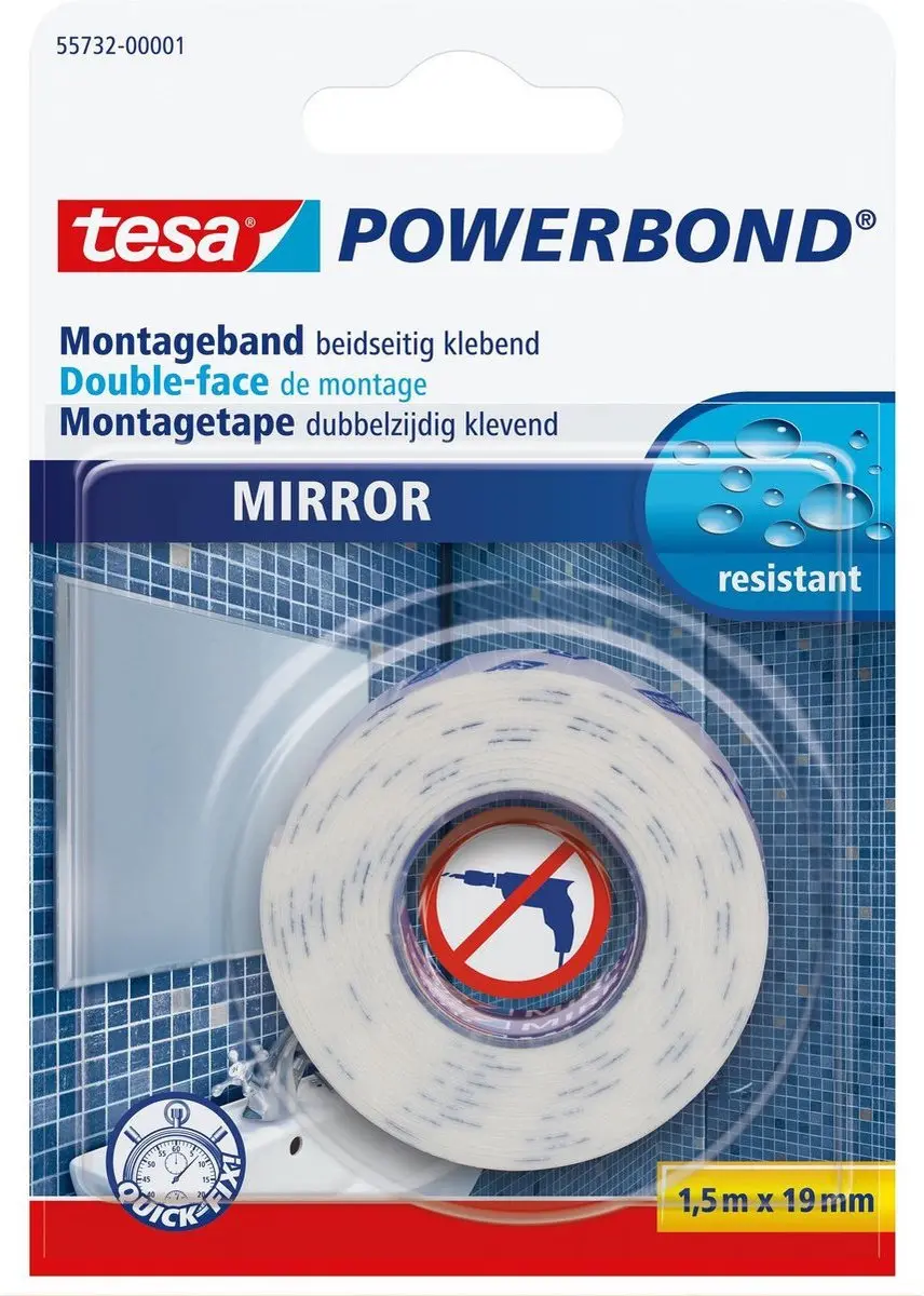 Tesa Montagetape Dubbelzijdig 2x Rol 1,5m - Wit
