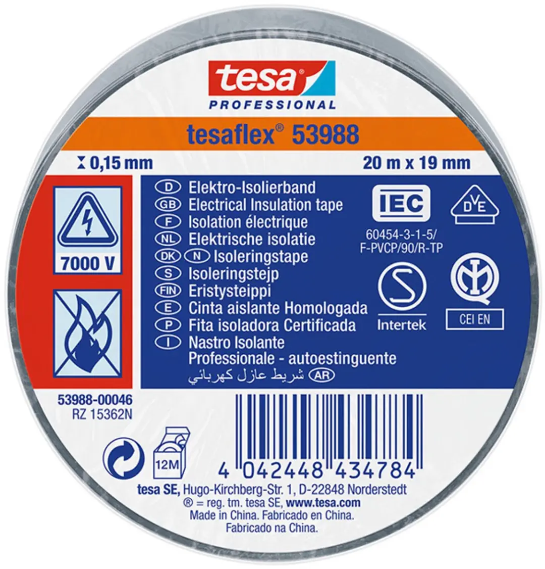 Tesa Isolatietape 19mm - 20m Grijs