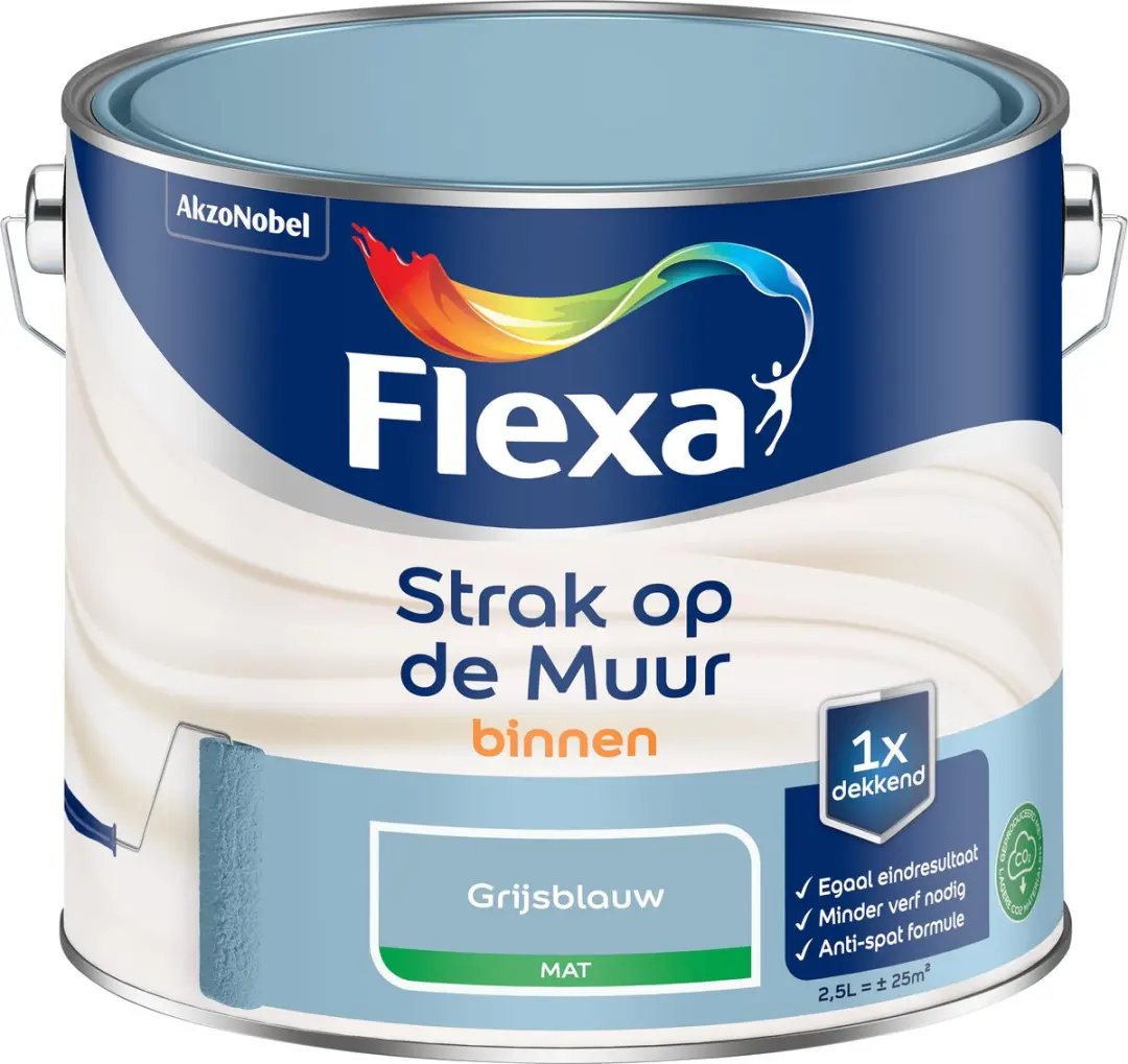 Flexa Strak Op De Muur Binnenmat Grijsblauw 2,5L
