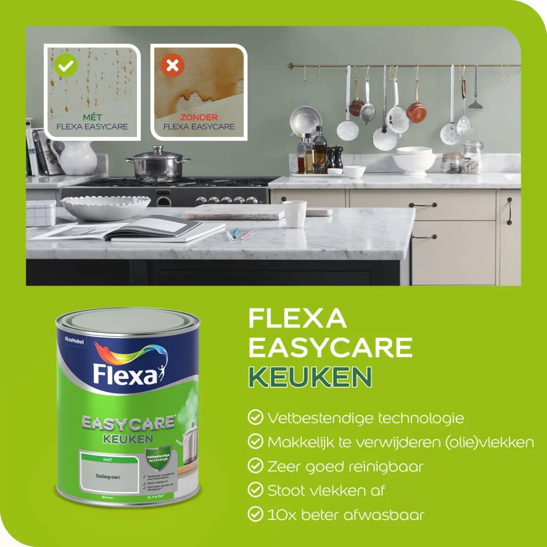 Flexa Easycare Keukenverf 1L - Gebroken wit RAL 9010