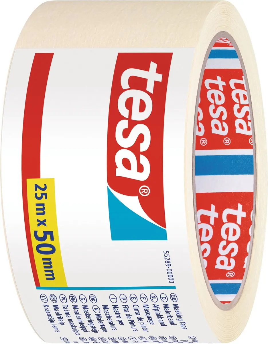 Tesa Afplaktape 50mm x 25m - 3 Stuks - Crème