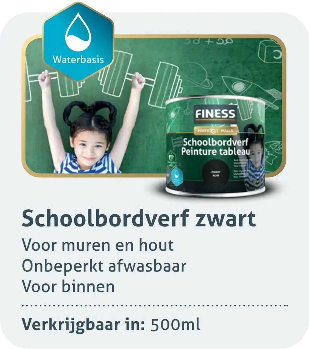 Finess schoolbordverf zwart - 500 ml