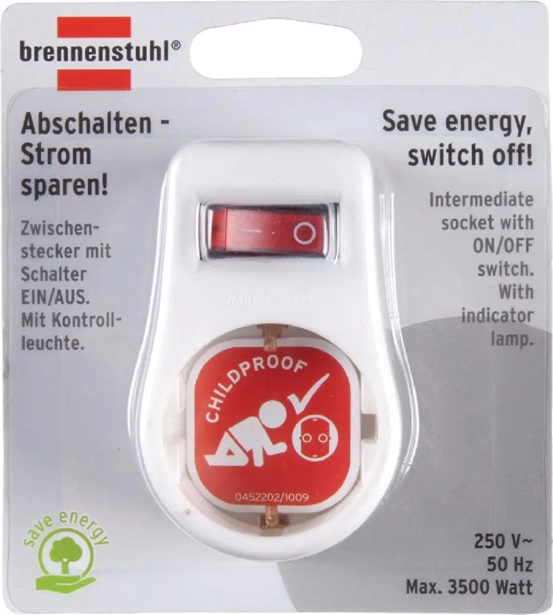 Brennenstuhl Geaarde Adapterstekker 1x Schakelaar