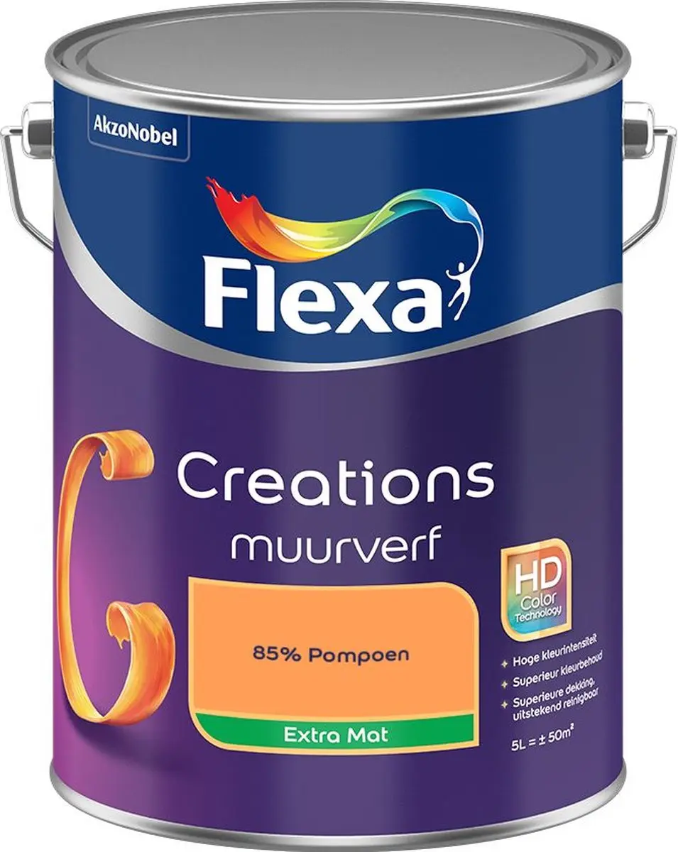 Flexa Creations Muurverf Extra Mat 85% Pompoen - 5L