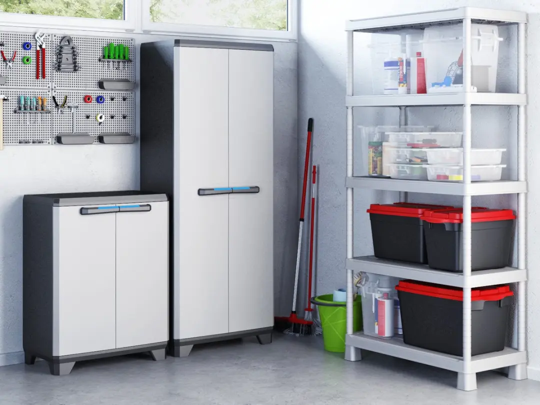Keter Linear Utility Opbergkast 68x173x39cm - Grijs/Zwart - afbeelding 6 van 6