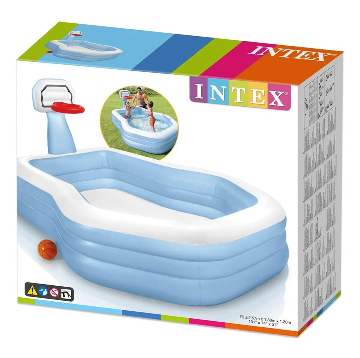 Intex Basketball Family Pool 57183NP - 257x188x135cm - 790L - Lichtblauw - afbeelding 6 van 6