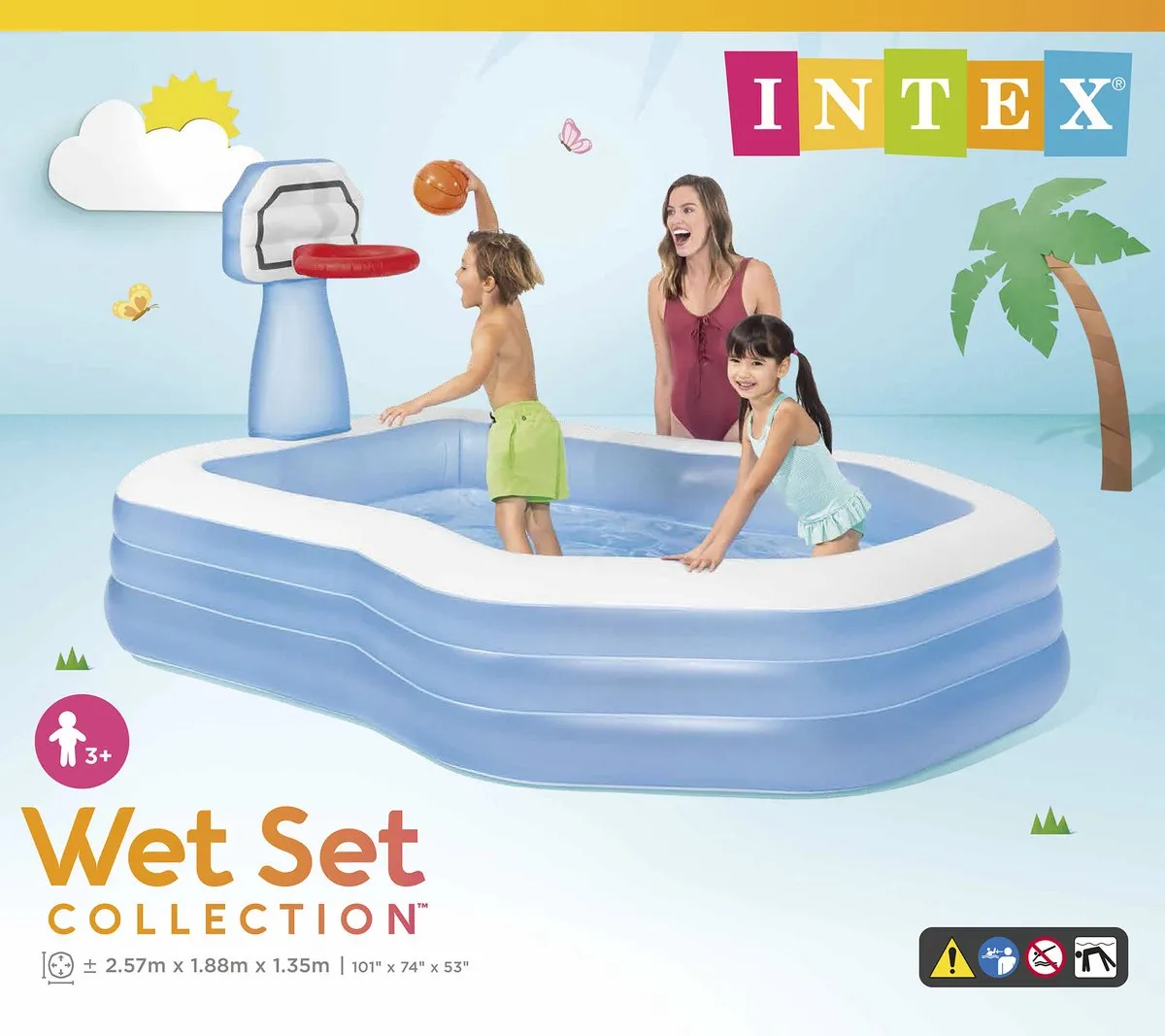 Intex Basketball Family Pool 57183NP - 257x188x135cm - 790L - Lichtblauw