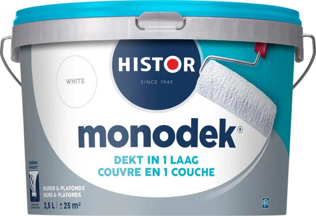 Histor Monodek Muurverf Binnen Mat Wit 2,5L