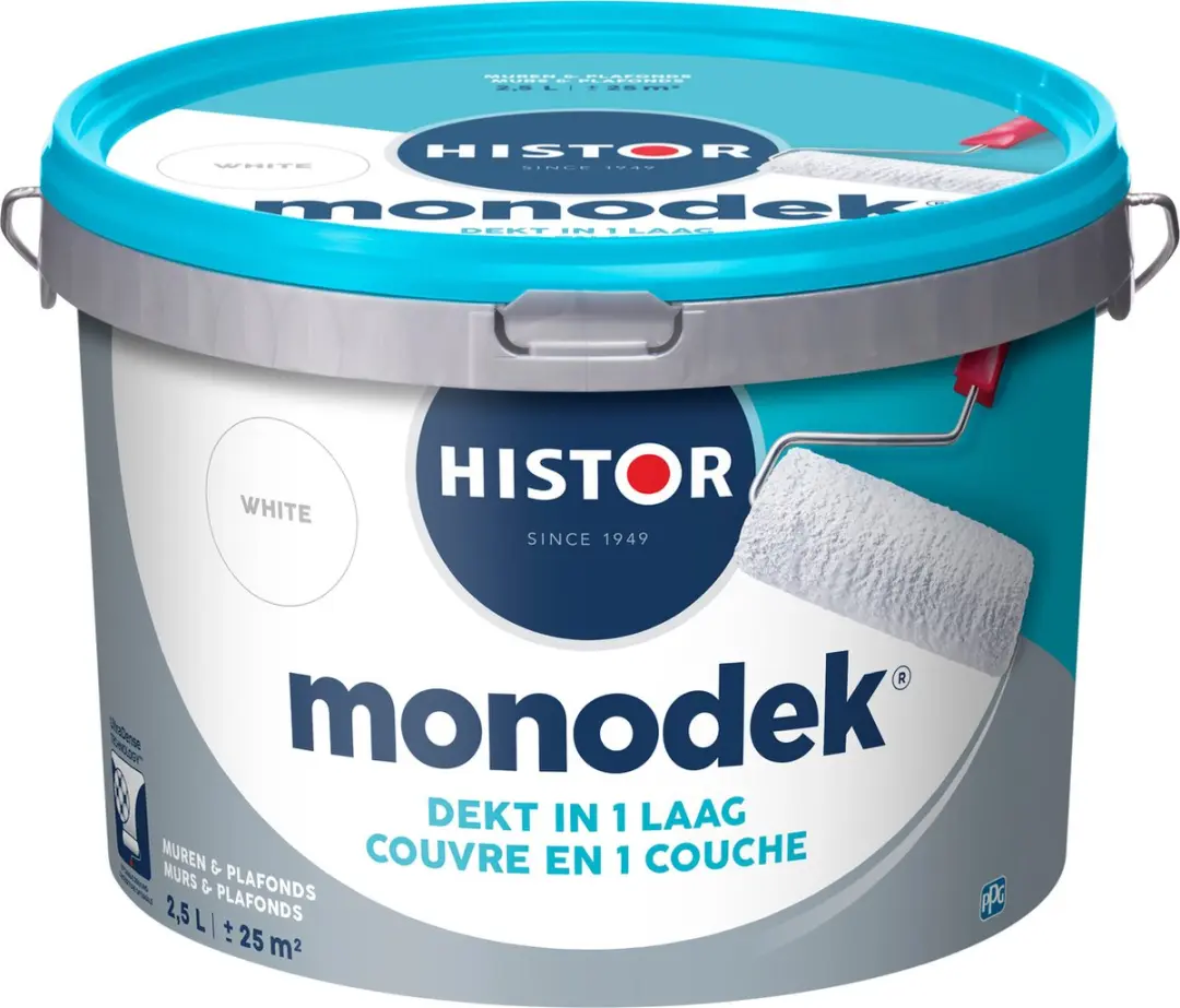 Histor Monodek Muurverf Binnen Mat Wit 2,5L