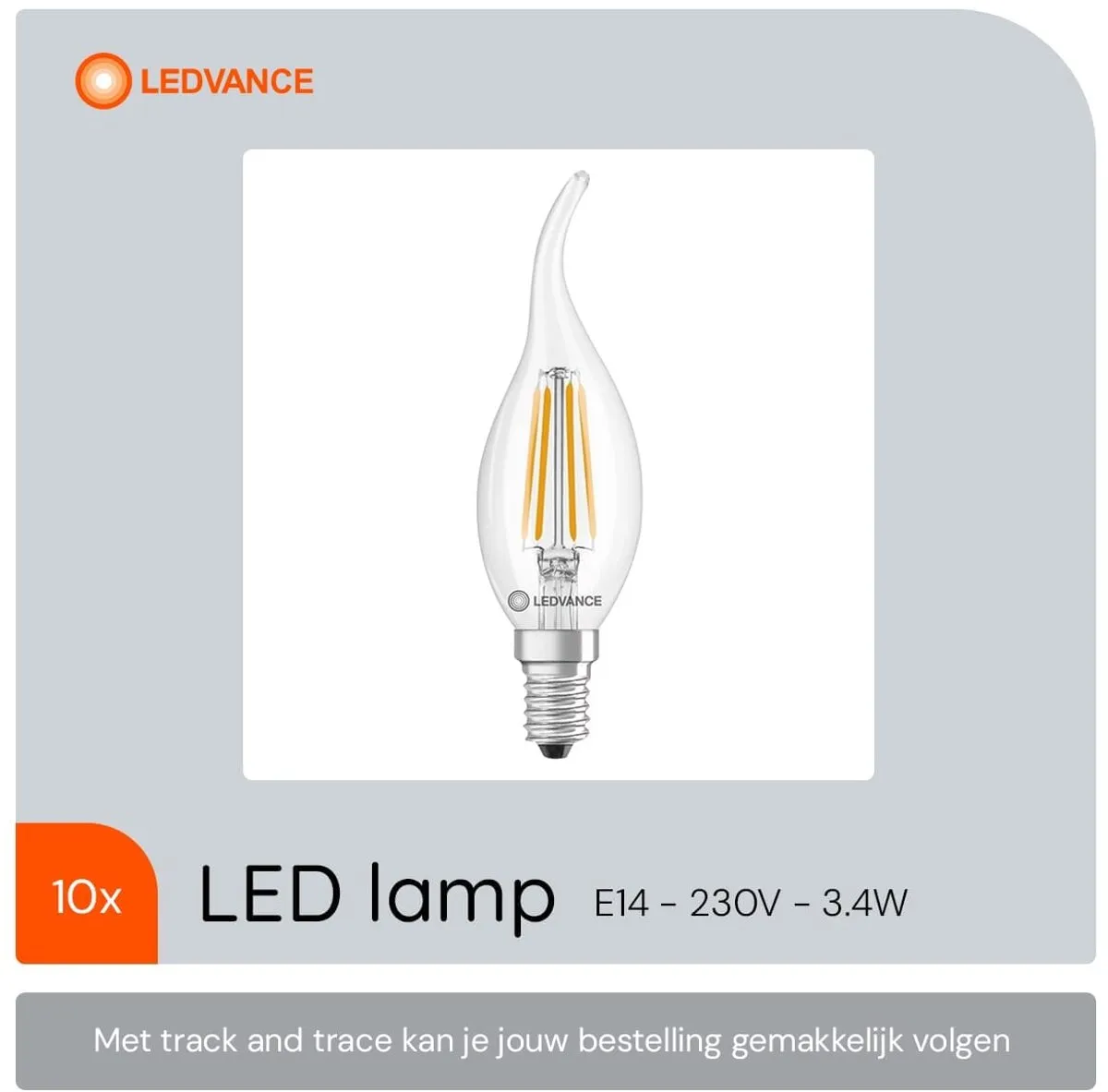 LEDVANCE LED Filament Tip-kaarslamp E14 3.4W 470lm - 10 Stuks