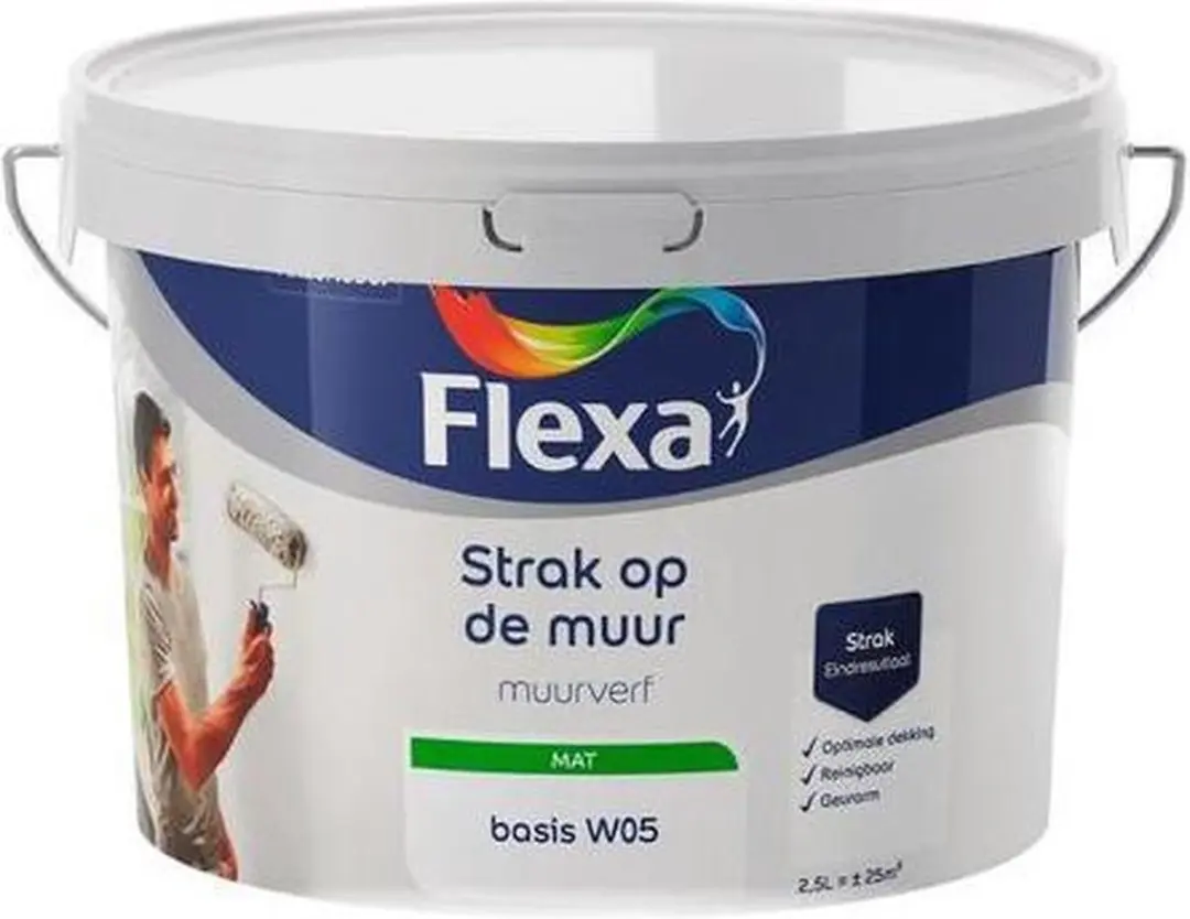 Flexa Strak op de Muur Binnen Muurverf Mat Midden Kokos 2.5L