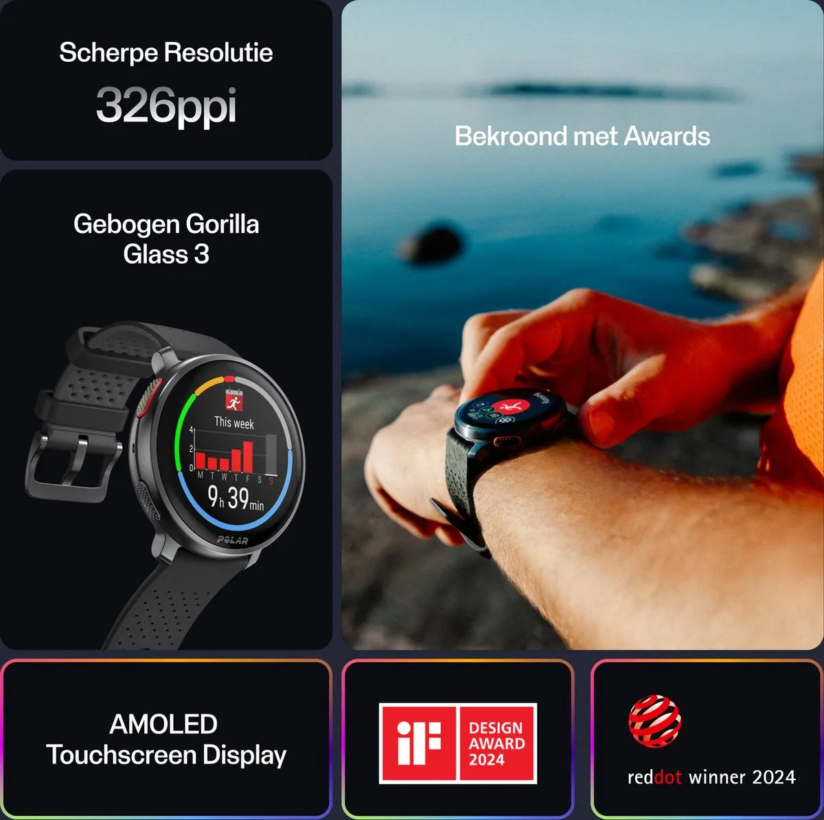 Polar Vantage V3 Smartwatch 47mm - Zwart/Grijs