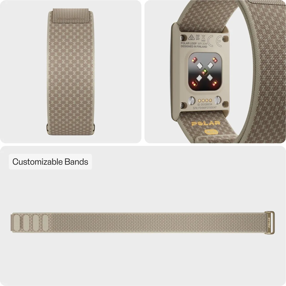 Polar Loop SoftWeave Horlogeband - S/M & M/L - Greige Sand