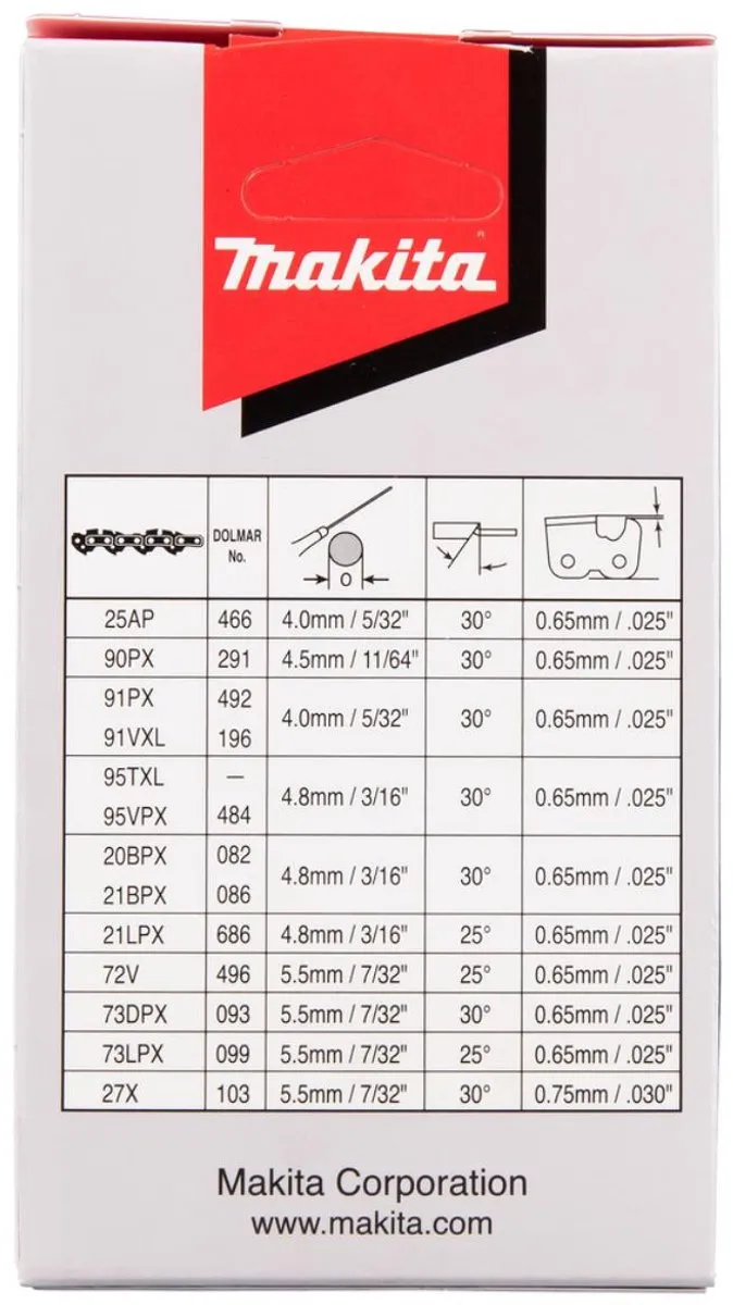 Makita 191H08-4 Zaagketting 25cm 1,3mm 3/8" - afbeelding 4 van 4