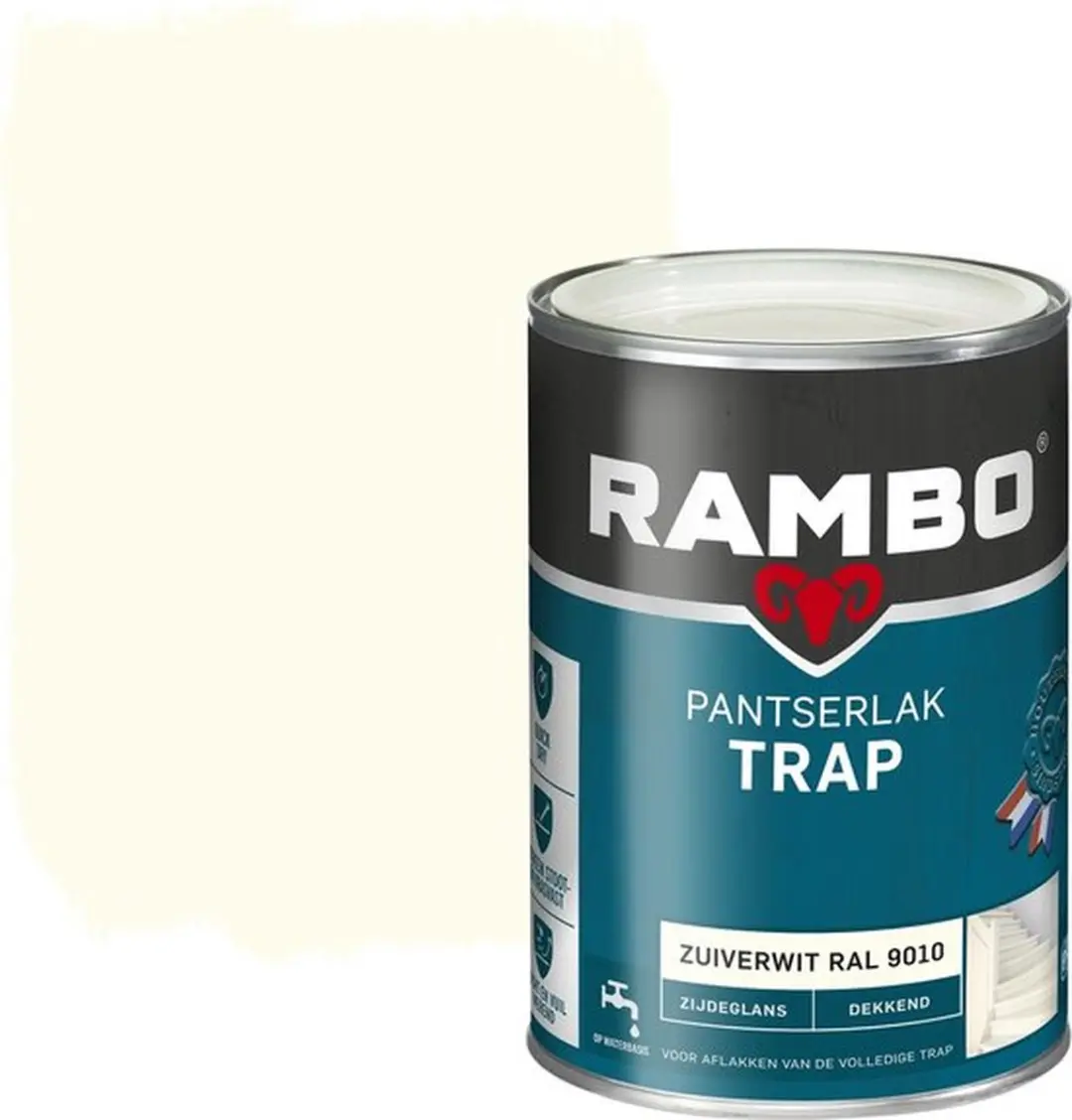 Rambo Pantserlak Trap Zijdeglans RAL 9010 - 1.25L