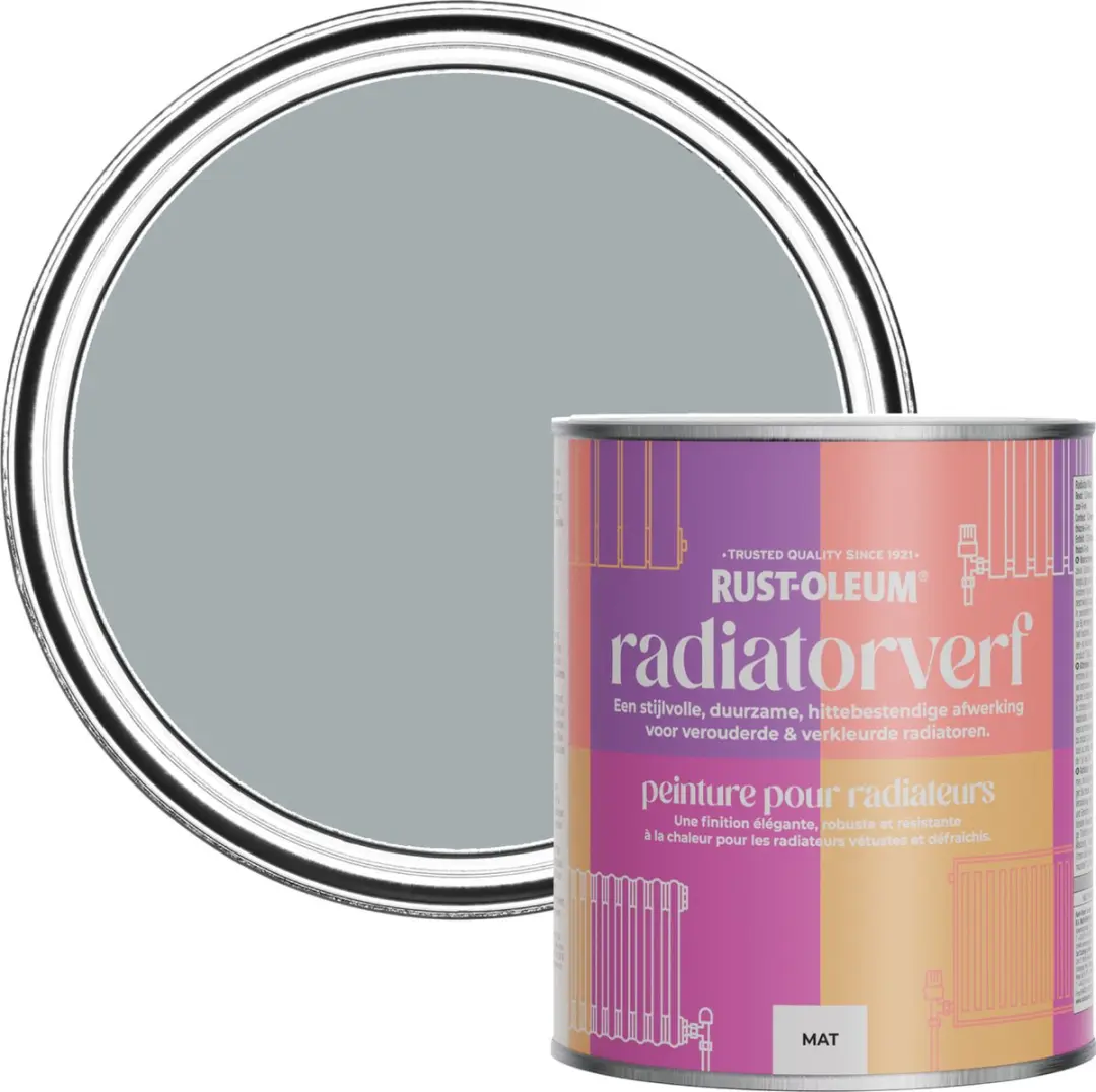 Rust-Oleum Grijze Radiatorverf Mineraalgrijs 750ml